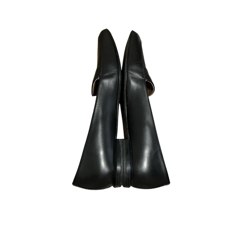 Black Pointed-Toe Leather Flats - Women's Slip-On Loafers - Picture 6 of 8